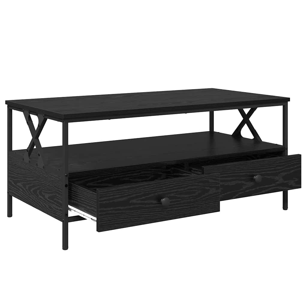 Salontafel Zwart eiken 100 x 51 x 45 cm Bewerkt hout is nu te koop bij PeponiXL, paradijselijk wonen!