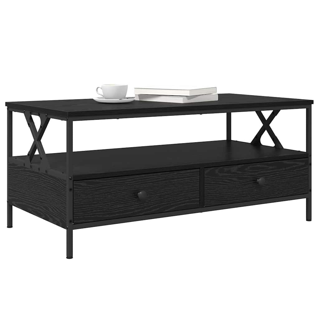 Salontafel Zwart eiken 100 x 51 x 45 cm Bewerkt hout is nu te koop bij PeponiXL, paradijselijk wonen!