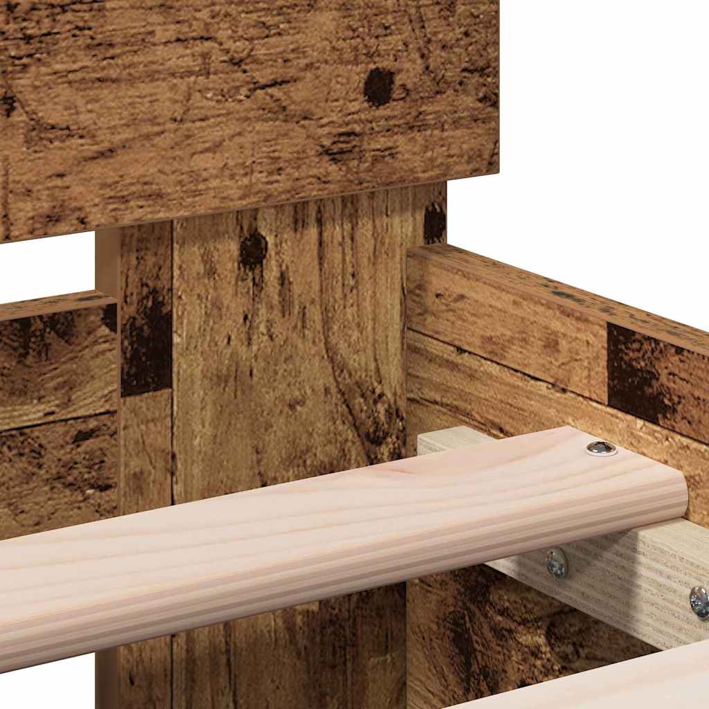 Bedframe met hoofdeinde Oudhout 203 x 95 x 70 cm Bewerkt hout is nu te koop bij PeponiXL, paradijselijk wonen!