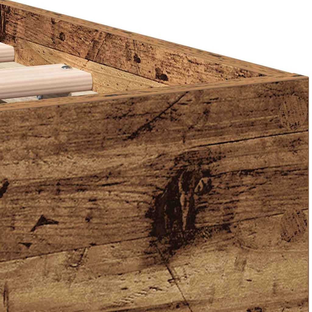 Bedframe met hoofdeinde Oudhout 203 x 95 x 70 cm Bewerkt hout is nu te koop bij PeponiXL, paradijselijk wonen!