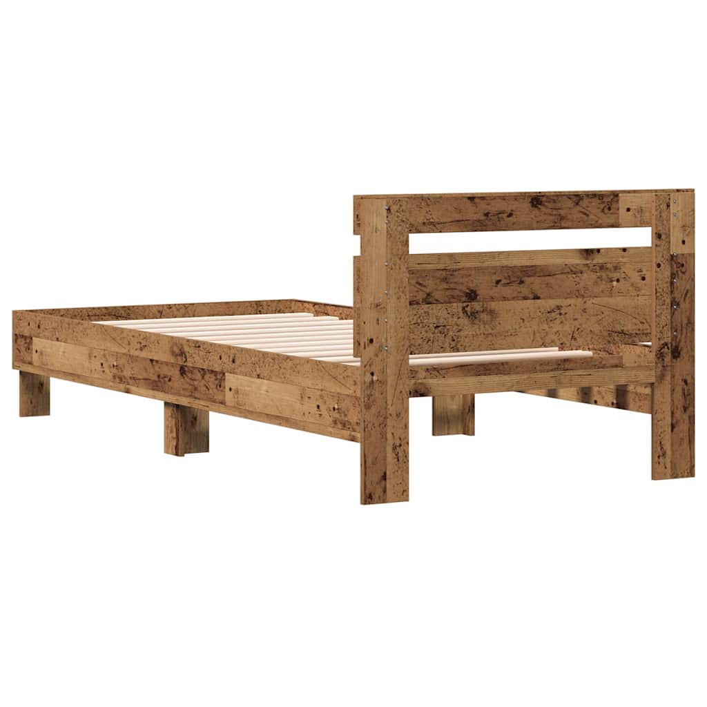 Bedframe met hoofdeinde Oudhout 203 x 95 x 70 cm Bewerkt hout is nu te koop bij PeponiXL, paradijselijk wonen!