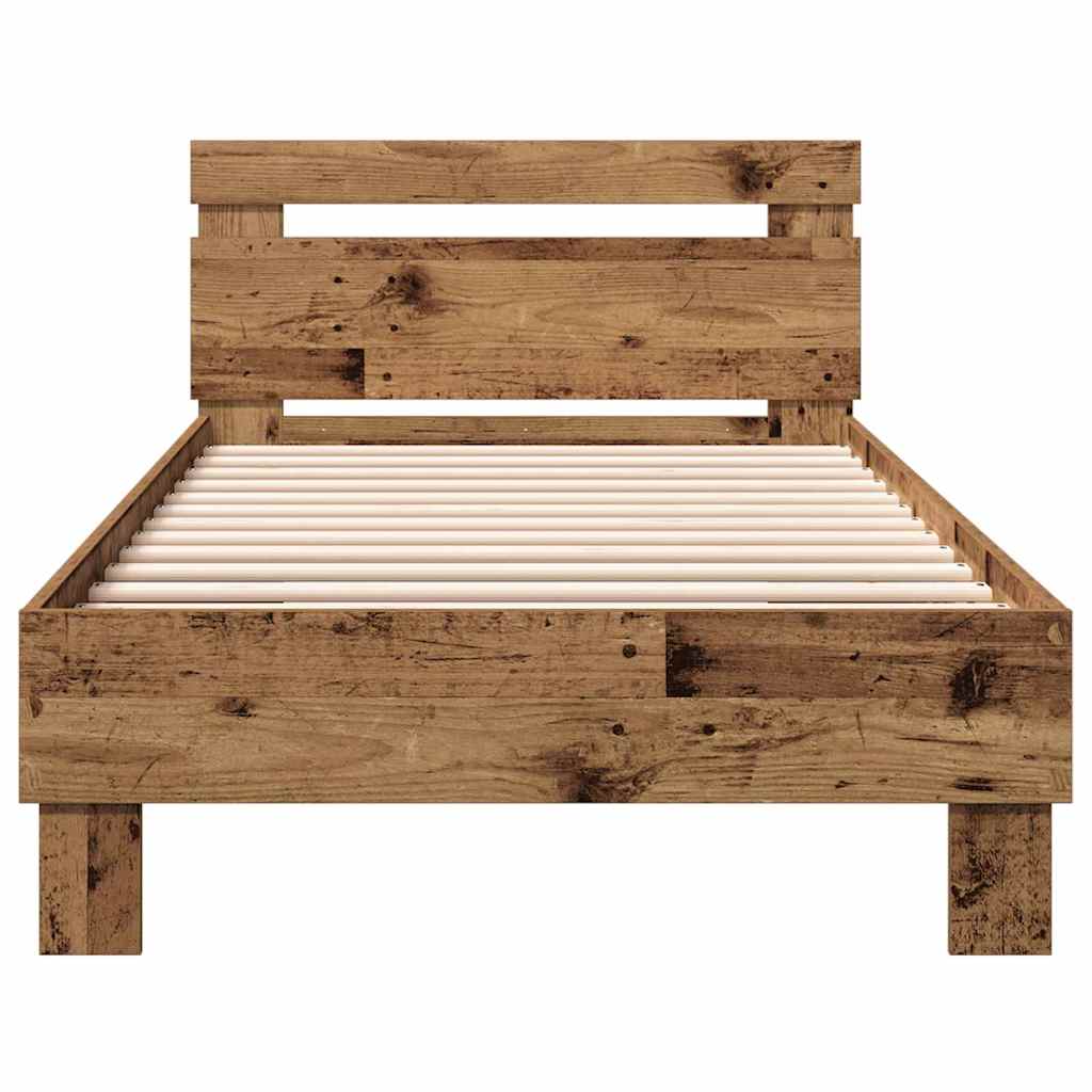 Bedframe met hoofdeinde Oudhout 203 x 95 x 70 cm Bewerkt hout is nu te koop bij PeponiXL, paradijselijk wonen!