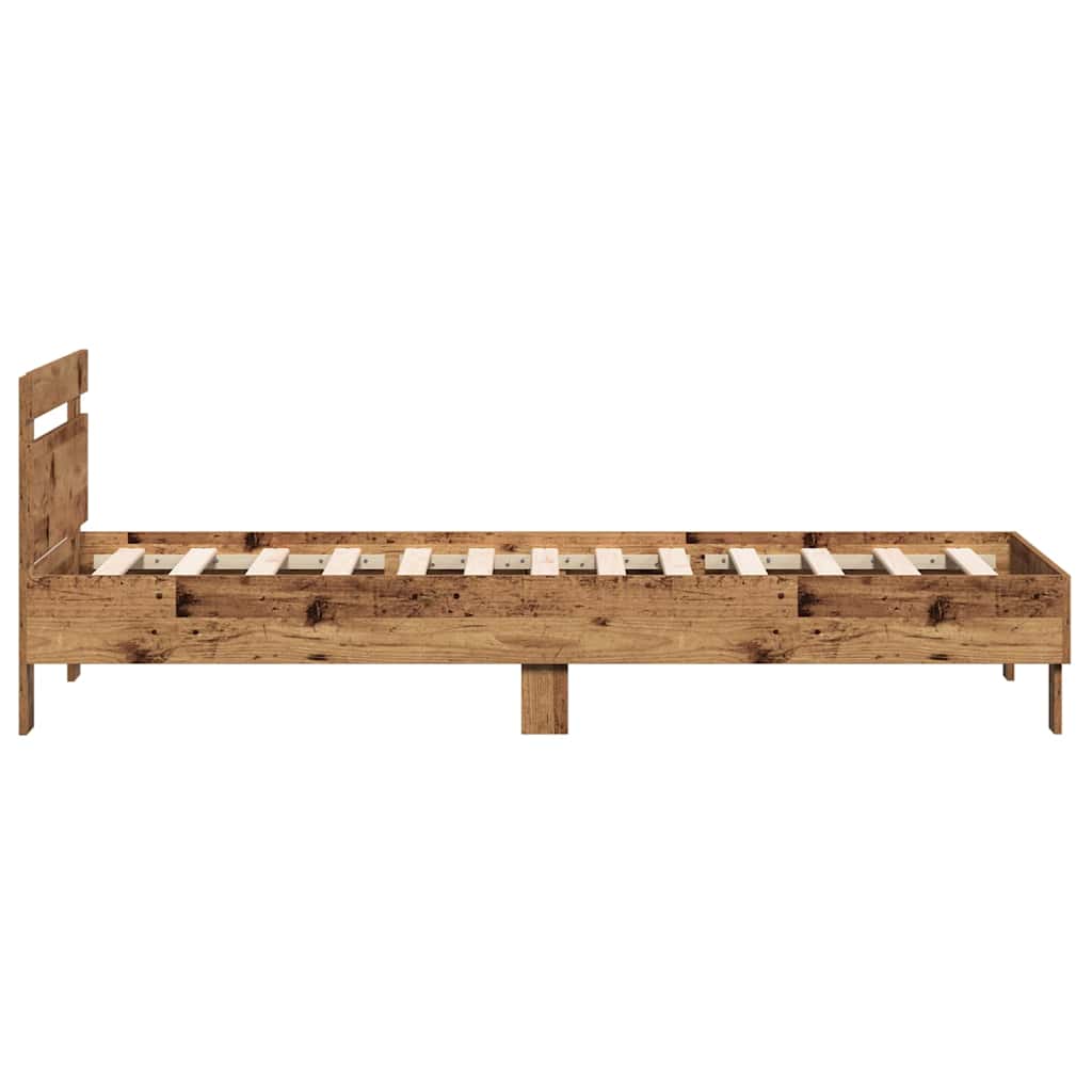 Bedframe met hoofdeinde Oudhout 203 x 95 x 70 cm Bewerkt hout is nu te koop bij PeponiXL, paradijselijk wonen!