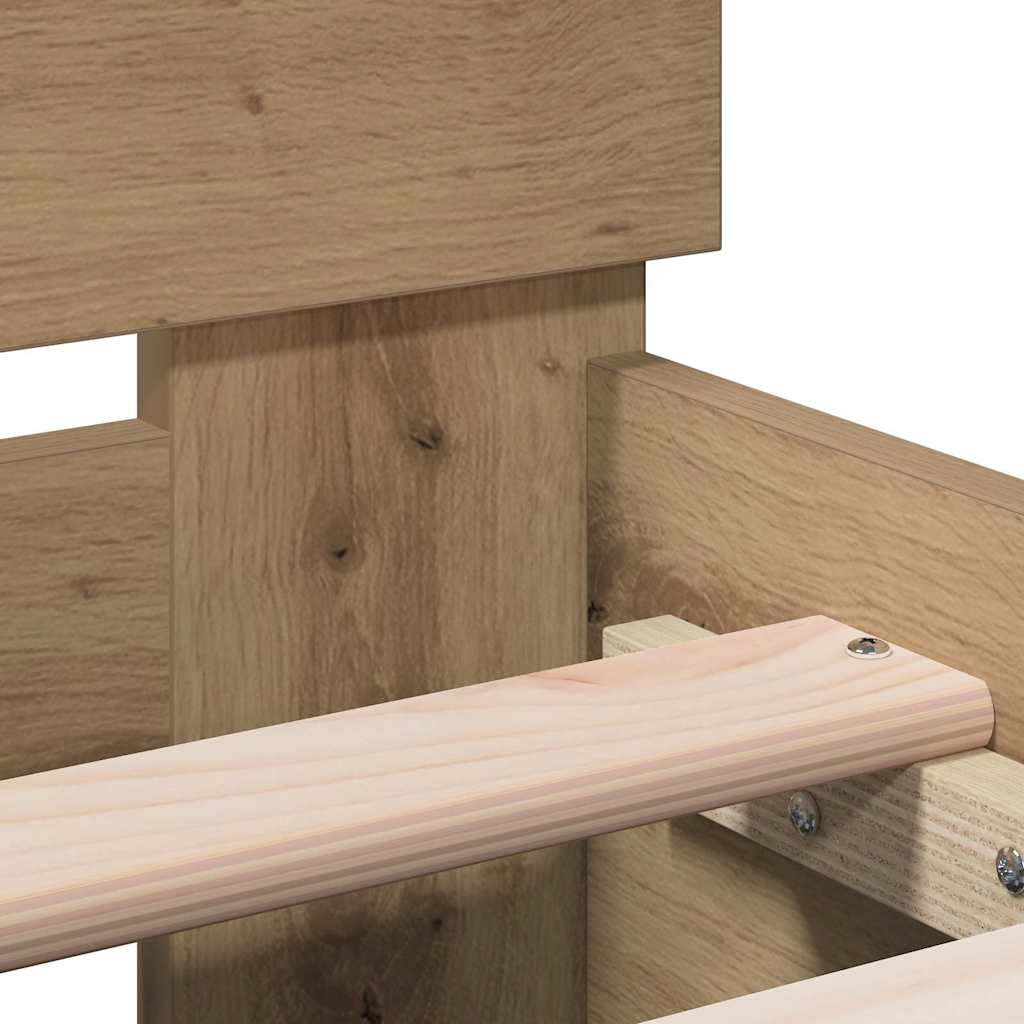 Bedframe Artisan Eiken 203 x 95 x 70 cm Bewerkt hout is nu te koop bij PeponiXL, paradijselijk wonen!