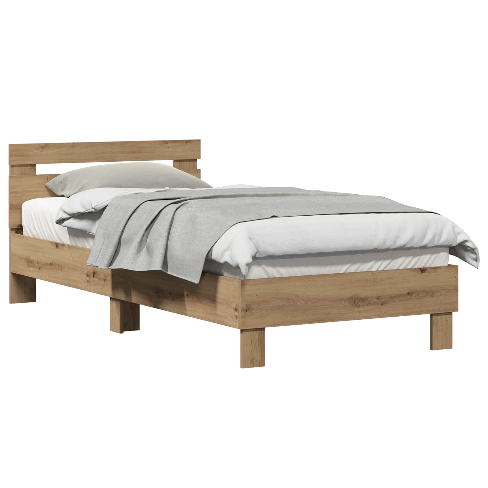 Bedframe Artisan Eiken 203 x 95 x 70 cm Bewerkt hout is nu te koop bij PeponiXL, paradijselijk wonen!