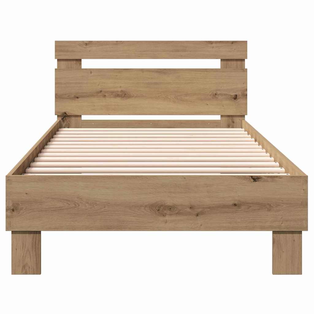 Bedframe Artisan Eiken 203 x 95 x 70 cm Bewerkt hout is nu te koop bij PeponiXL, paradijselijk wonen!