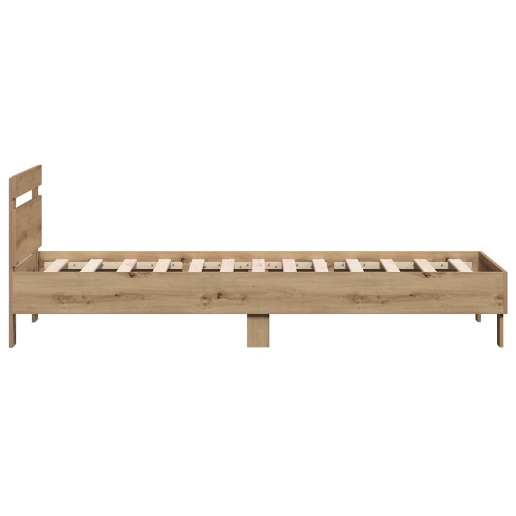 Bedframe Artisan Eiken 203 x 95 x 70 cm Bewerkt hout is nu te koop bij PeponiXL, paradijselijk wonen!