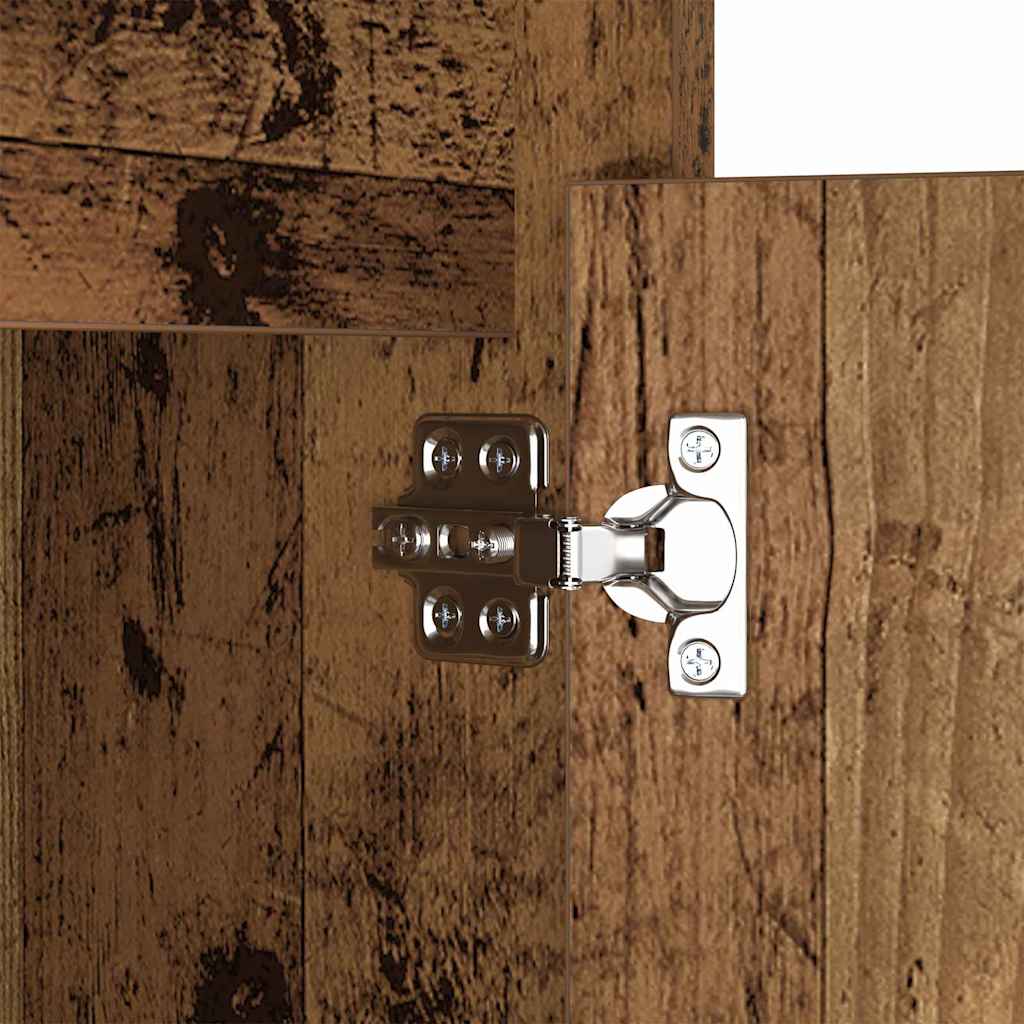 LED Bedside Kast met lade Oud hout 38 x 34 x 61 cm Bewerkt hout is nu te koop bij PeponiXL, paradijselijk wonen!