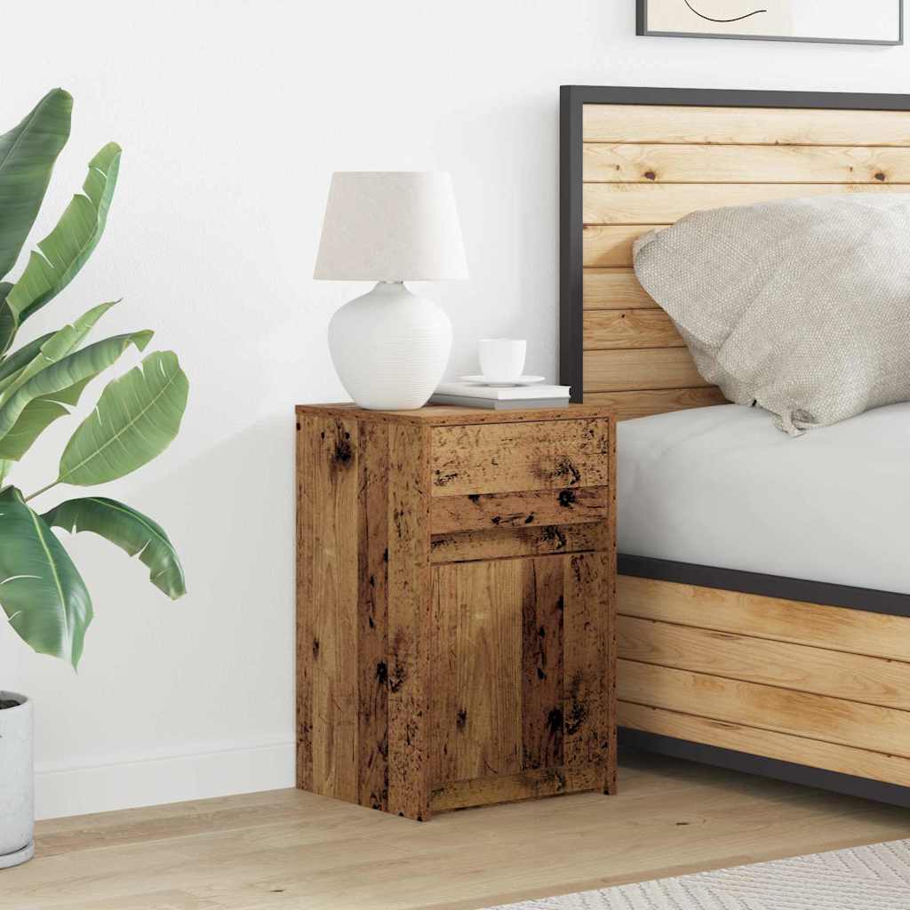 LED Bedside Kast 2 pcs Oud hout 38 x 34 x 61 cm Bewerkt hout is nu te koop bij PeponiXL, paradijselijk wonen!