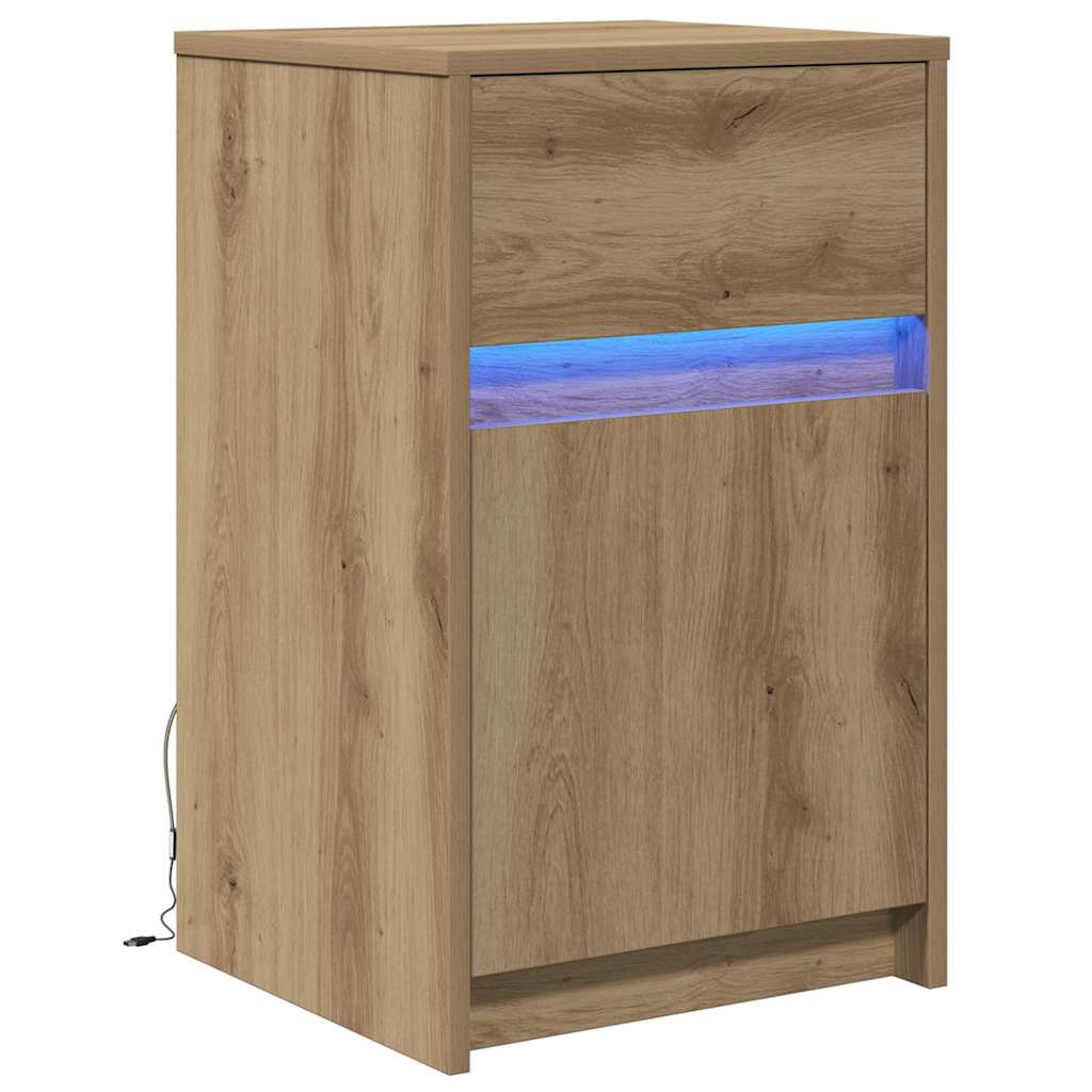 LED Bedside Kast artisanaal eikenkleurig 38 x 34 x 61 cm is nu te koop bij PeponiXL, paradijselijk wonen!