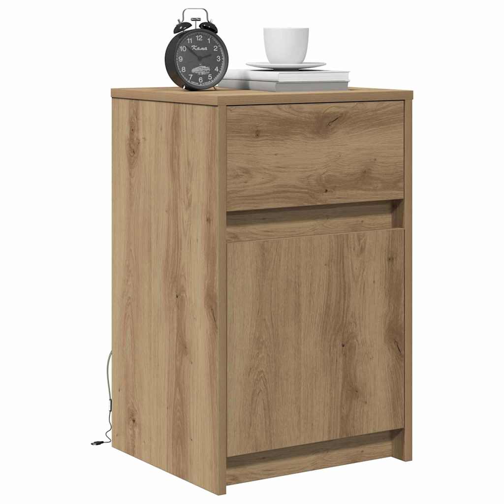 LED Bedside Kast artisanaal eikenkleurig 38 x 34 x 61 cm is nu te koop bij PeponiXL, paradijselijk wonen!