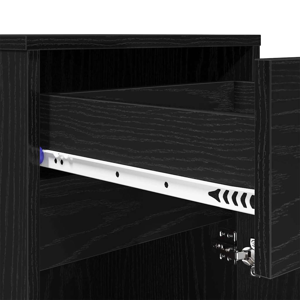 LED Bedside Kast 2 pcs Zwart eiken 38 x 34 x 61 cm Bewerkt hout is nu te koop bij PeponiXL, paradijselijk wonen!