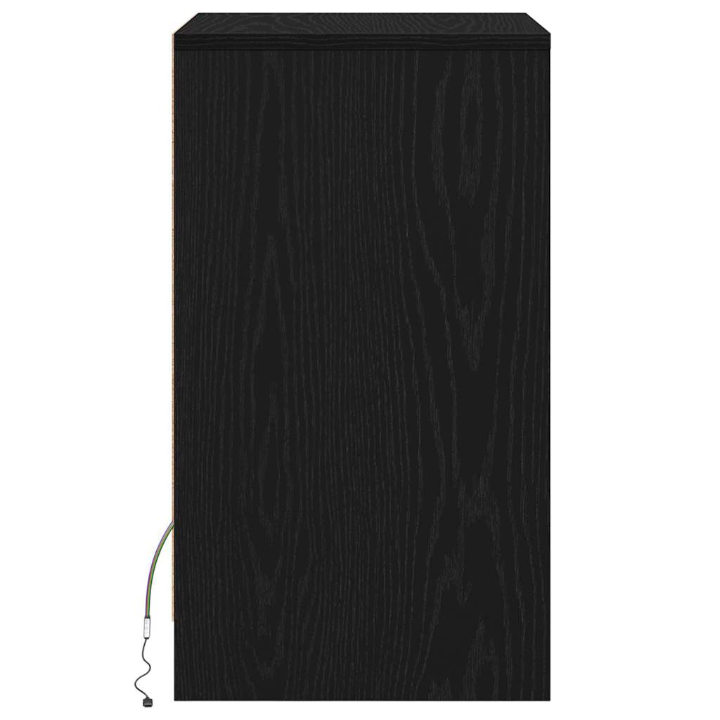LED Bedside Kast 2 pcs Zwart eiken 38 x 34 x 61 cm Bewerkt hout is nu te koop bij PeponiXL, paradijselijk wonen!