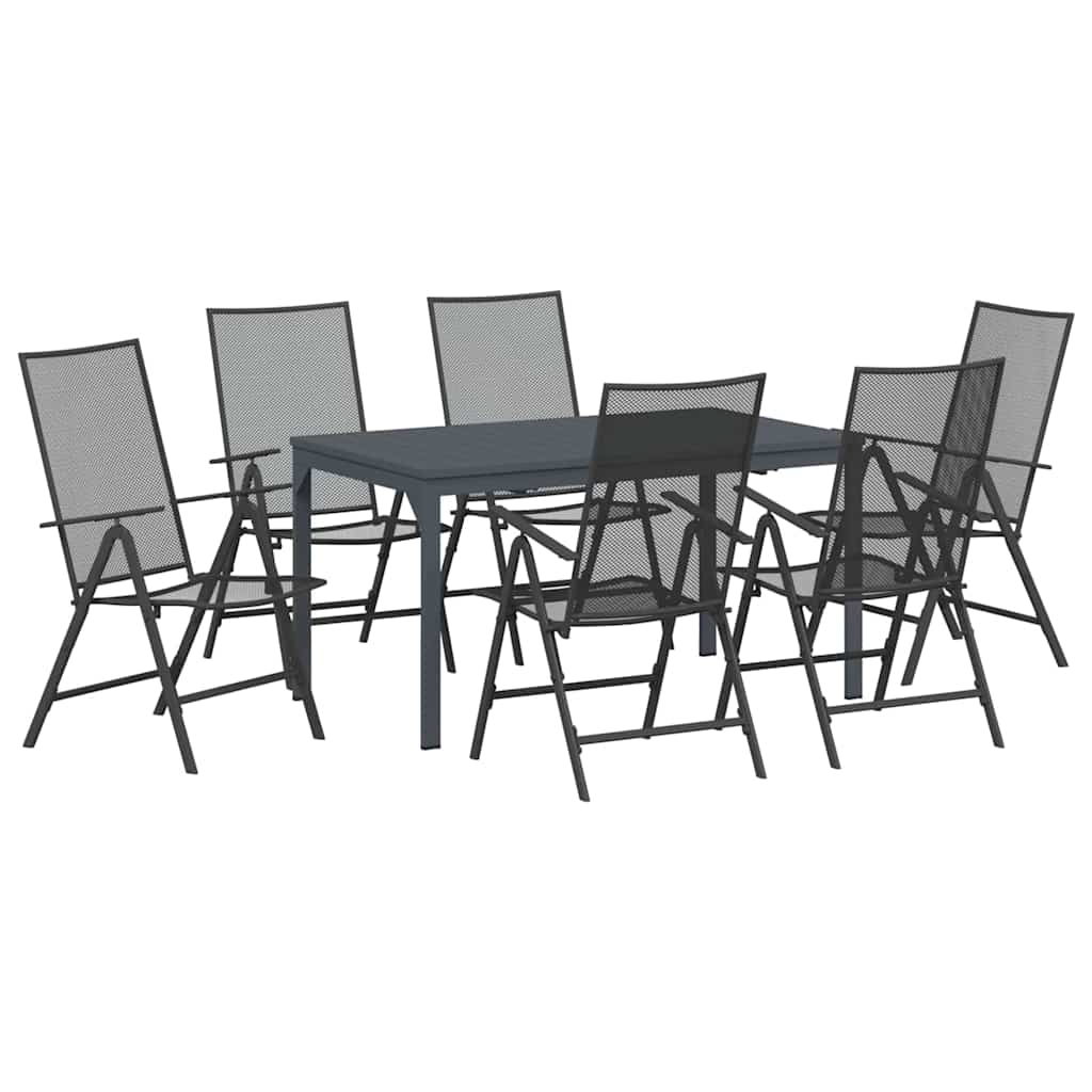 Tuin eettafelset 7 pcs Antraciet Poedercoating staal is nu te koop bij PeponiXL, paradijselijk wonen!