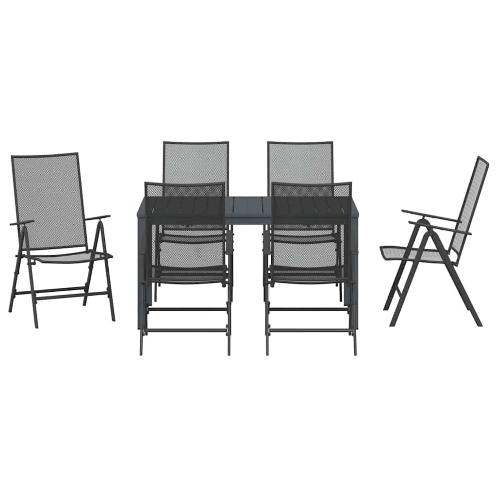 Tuin eettafelset 7 pcs Antraciet Poedercoating staal is nu te koop bij PeponiXL, paradijselijk wonen!