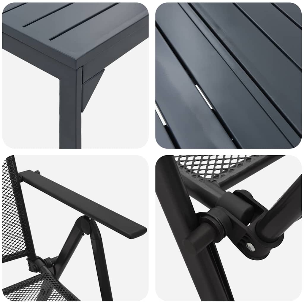 Tuin eettafelset 9 pcs Antraciet Poedercoating staal is nu te koop bij PeponiXL, paradijselijk wonen!