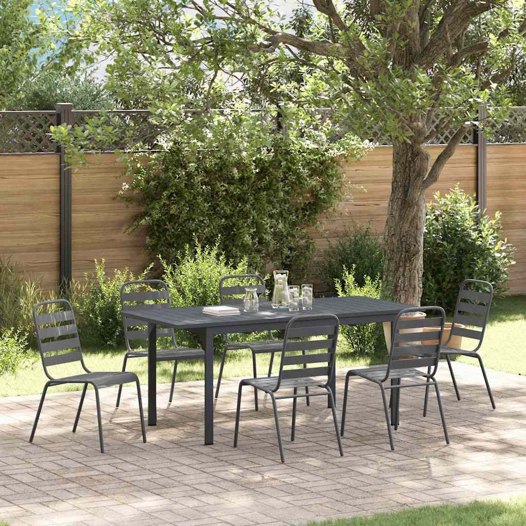 Tuin eettafelset 7 pcs Antraciet Poedercoating staal is nu te koop bij PeponiXL, paradijselijk wonen!
