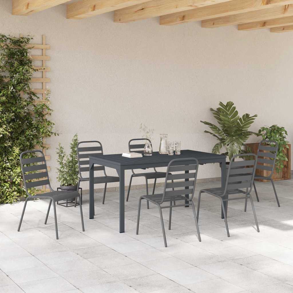 Tuin eettafelset 7 pcs Antraciet Poedercoating staal is nu te koop bij PeponiXL, paradijselijk wonen!