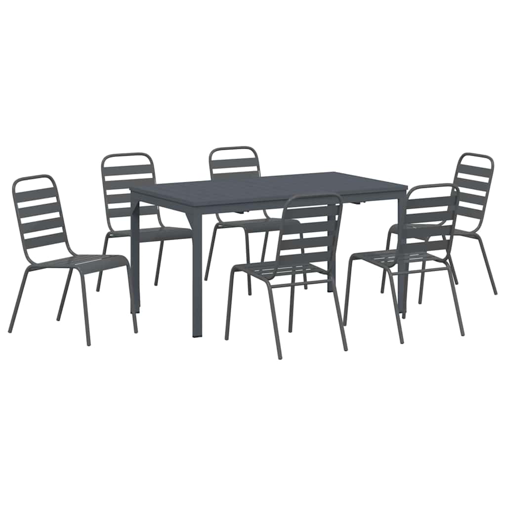 Tuin eettafelset 7 pcs Antraciet Poedercoating staal is nu te koop bij PeponiXL, paradijselijk wonen!