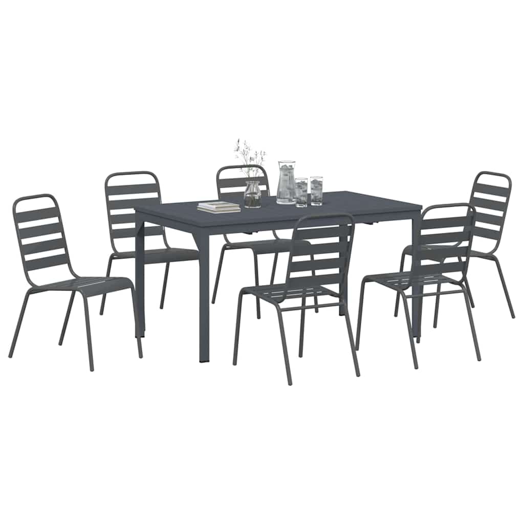 Tuin eettafelset 7 pcs Antraciet Poedercoating staal is nu te koop bij PeponiXL, paradijselijk wonen!