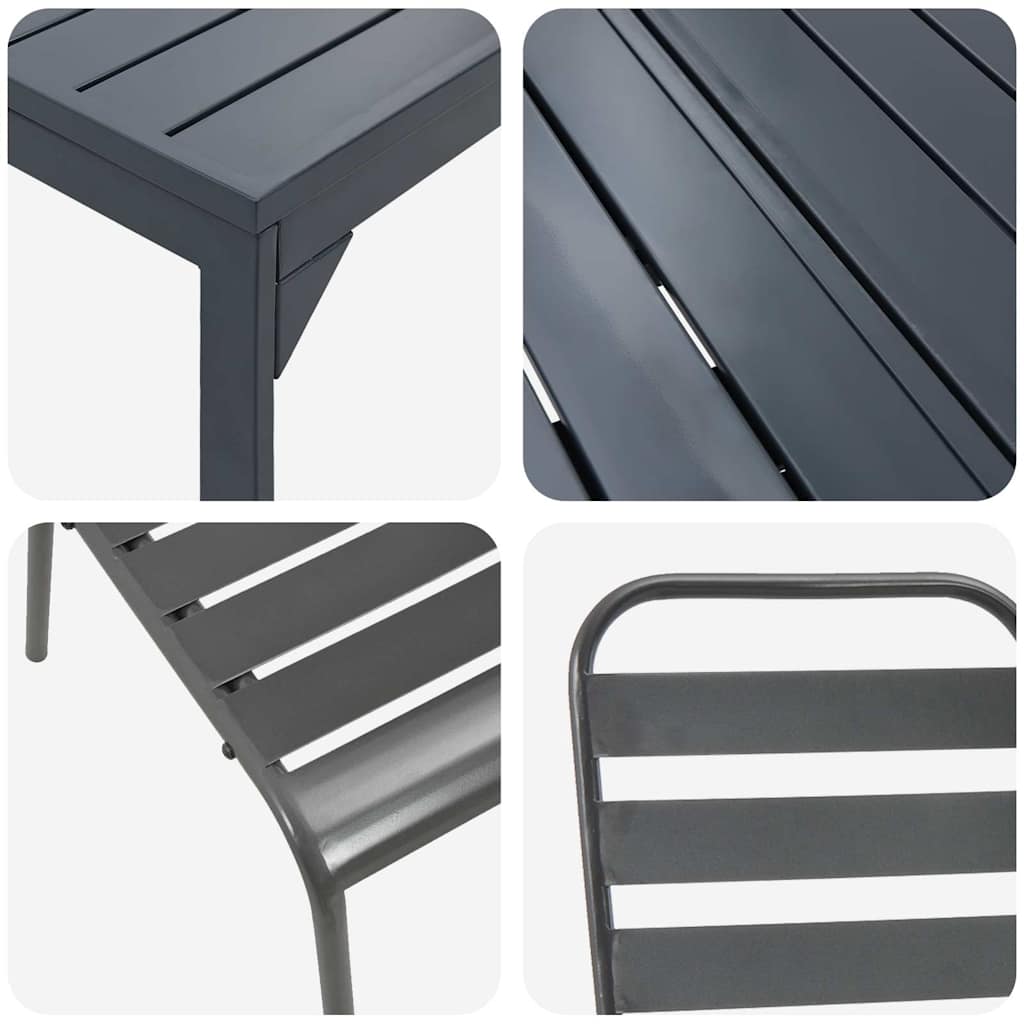 Tuin eettafelset 9 pcs Antraciet Poedercoating staal is nu te koop bij PeponiXL, paradijselijk wonen!
