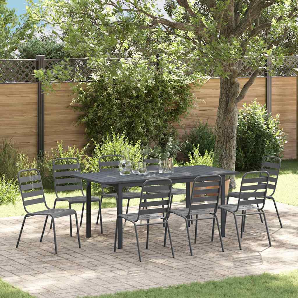 Tuin eettafelset 9 pcs Antraciet Poedercoating staal is nu te koop bij PeponiXL, paradijselijk wonen!