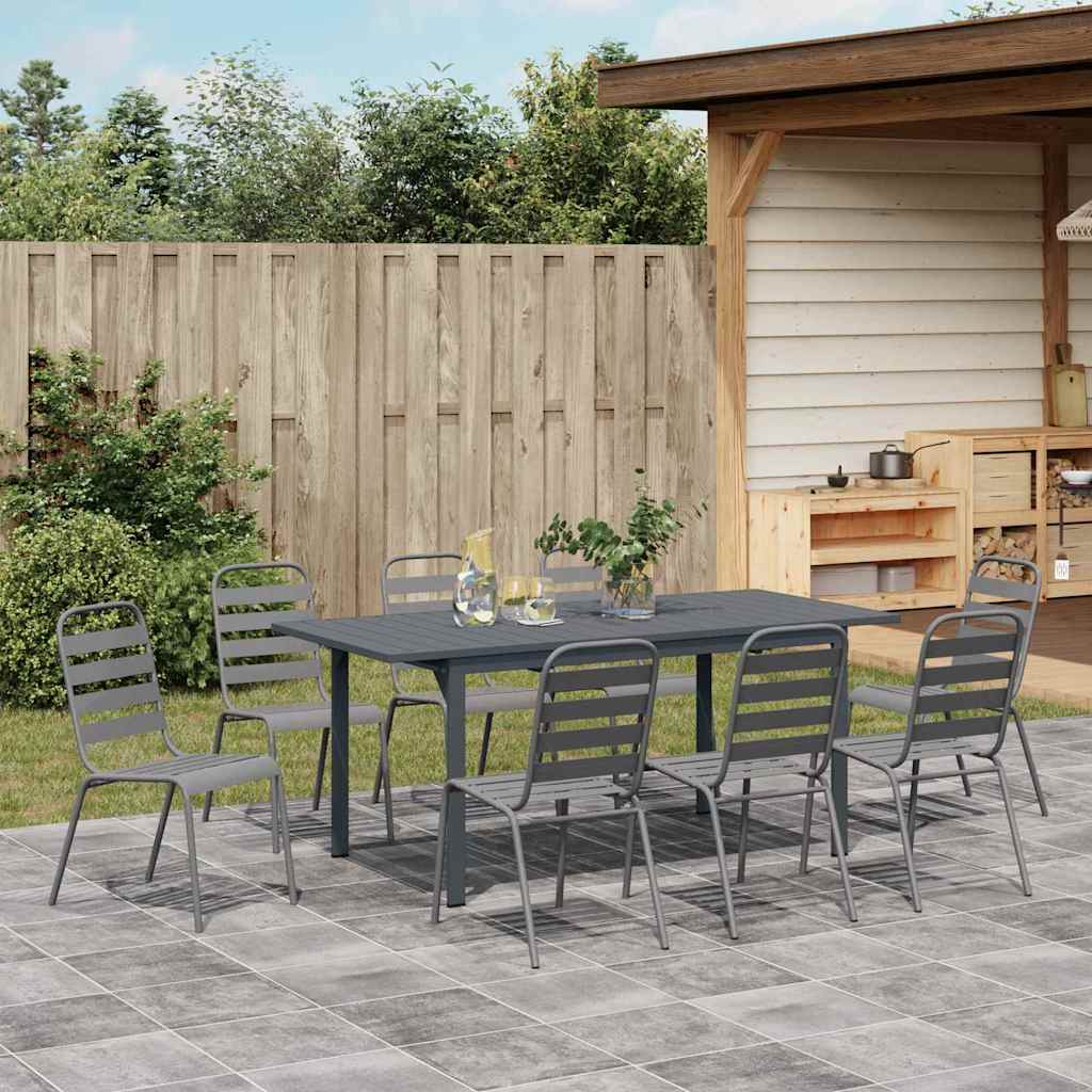 Tuin eettafelset 9 pcs Antraciet Poedercoating staal is nu te koop bij PeponiXL, paradijselijk wonen!