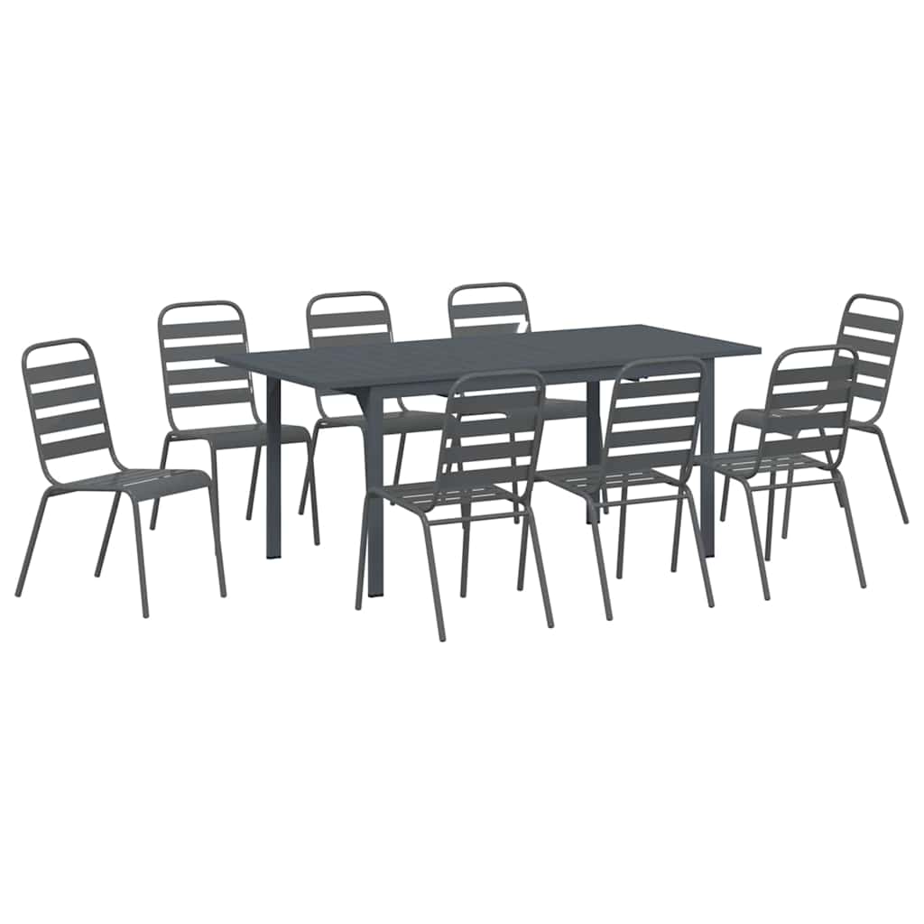 Tuin eettafelset 9 pcs Antraciet Poedercoating staal is nu te koop bij PeponiXL, paradijselijk wonen!
