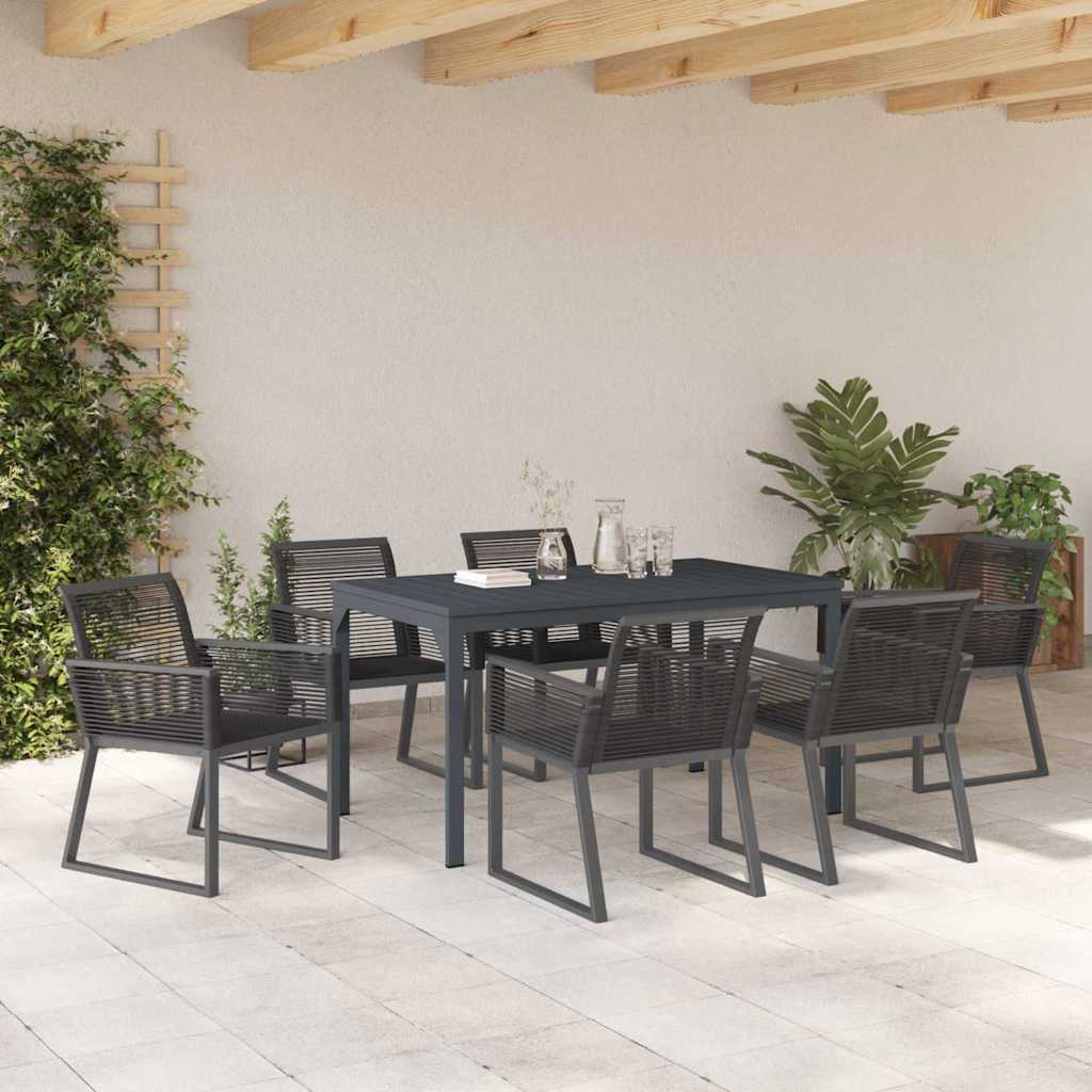 Tuin eettafelset 7 pcs Zwart poly rattan is nu te koop bij PeponiXL, paradijselijk wonen!