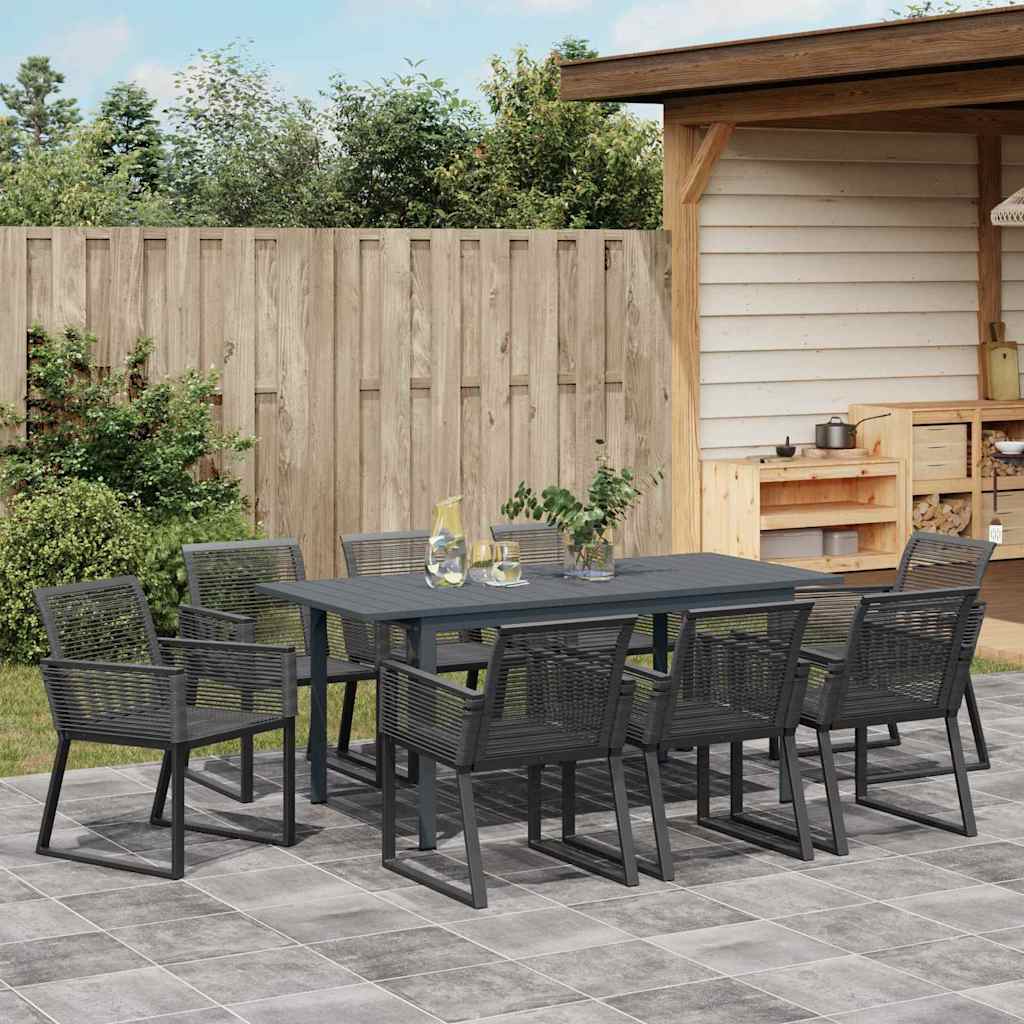 Tuin eettafelset 9 pcs Zwart poly rattan is nu te koop bij PeponiXL, paradijselijk wonen!