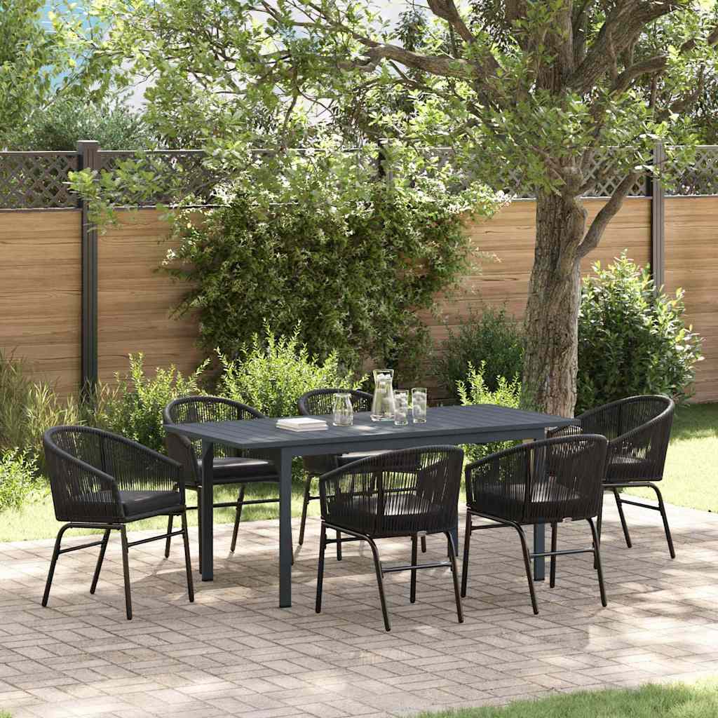 Tuin eettafelset 7 pcs Zwart poly rattan is nu te koop bij PeponiXL, paradijselijk wonen!