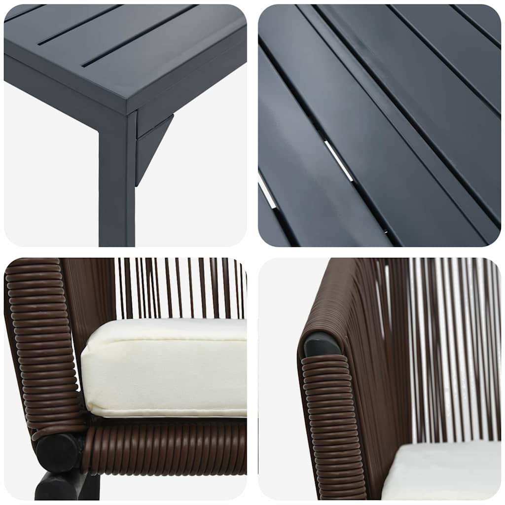 Tuin eettafelset 7 pcs Bruin poly rattan is nu te koop bij PeponiXL, paradijselijk wonen!