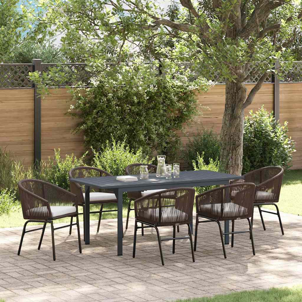 Tuin eettafelset 7 pcs Bruin poly rattan is nu te koop bij PeponiXL, paradijselijk wonen!