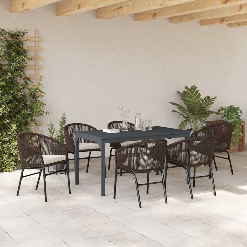 Tuin eettafelset 7 pcs Bruin poly rattan is nu te koop bij PeponiXL, paradijselijk wonen!