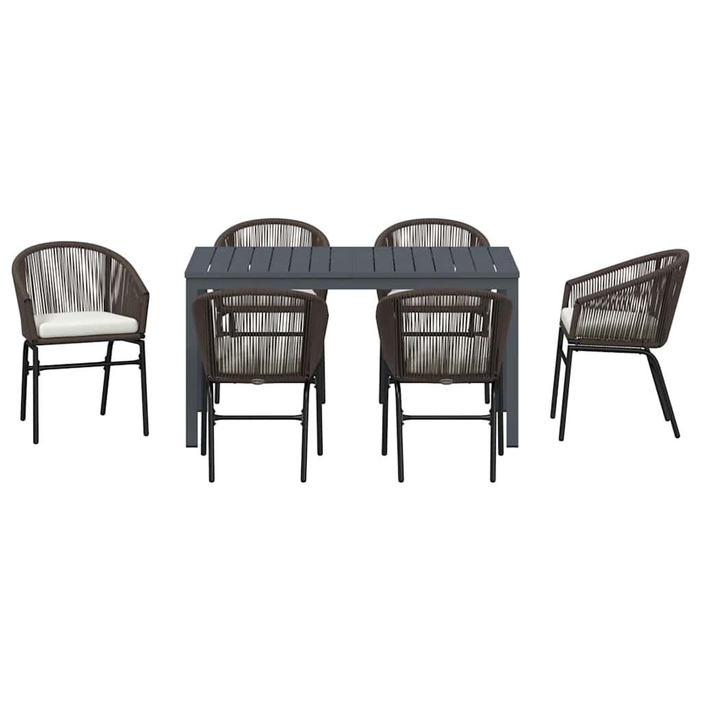 Tuin eettafelset 7 pcs Bruin poly rattan is nu te koop bij PeponiXL, paradijselijk wonen!