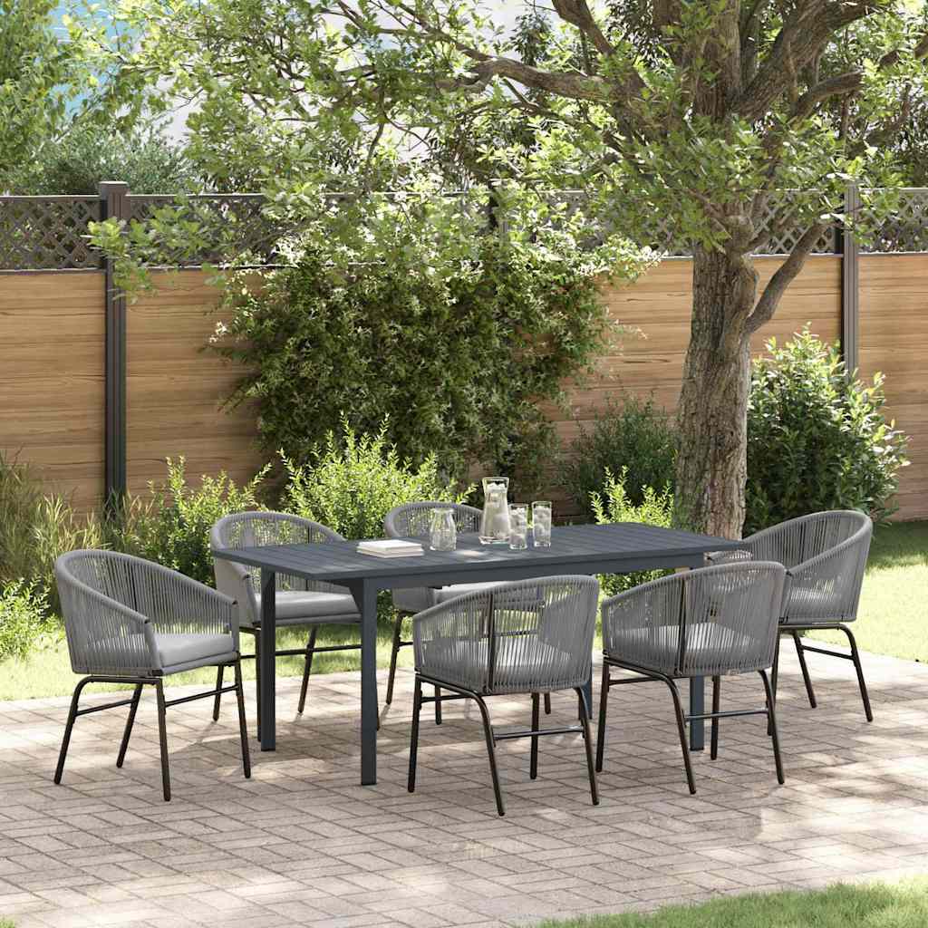 Tuin eettafelset 7 pcs Grijs poly rattan is nu te koop bij PeponiXL, paradijselijk wonen!