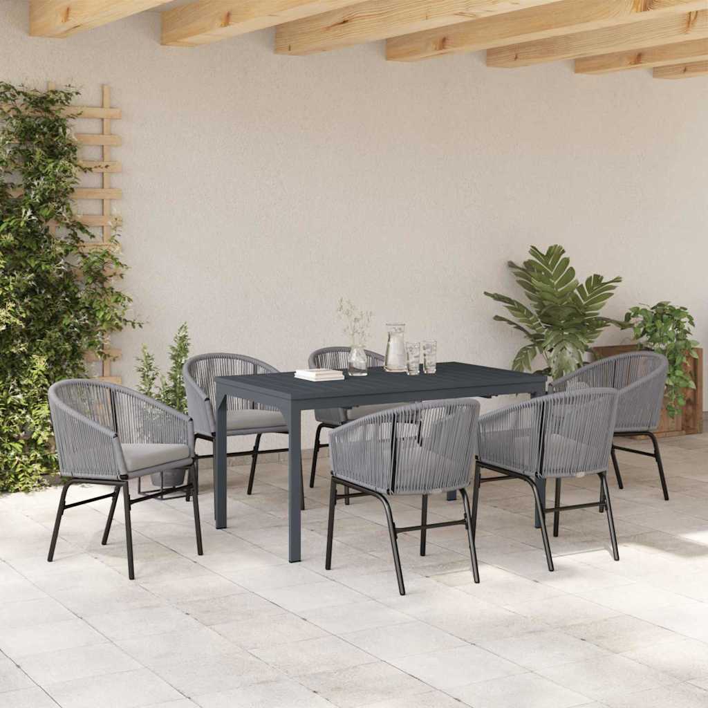 Tuin eettafelset 7 pcs Grijs poly rattan is nu te koop bij PeponiXL, paradijselijk wonen!