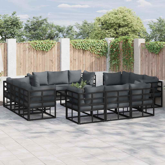 Tuinbankenset 12 pcs Zwart Metaal is nu te koop bij PeponiXL, paradijselijk wonen!