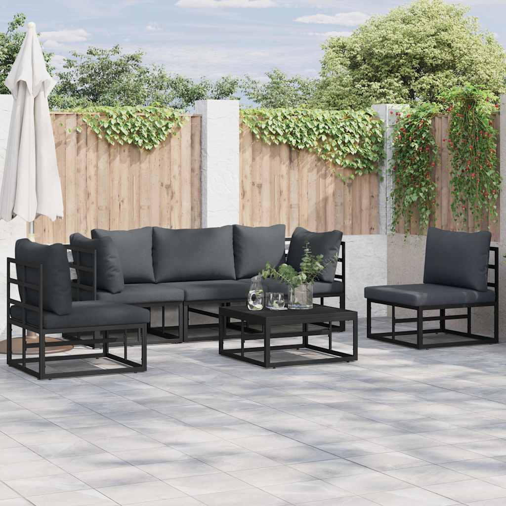 Tuinbankenset met kussen 5 pcs Zwart Aluminium is nu te koop bij PeponiXL, paradijselijk wonen!