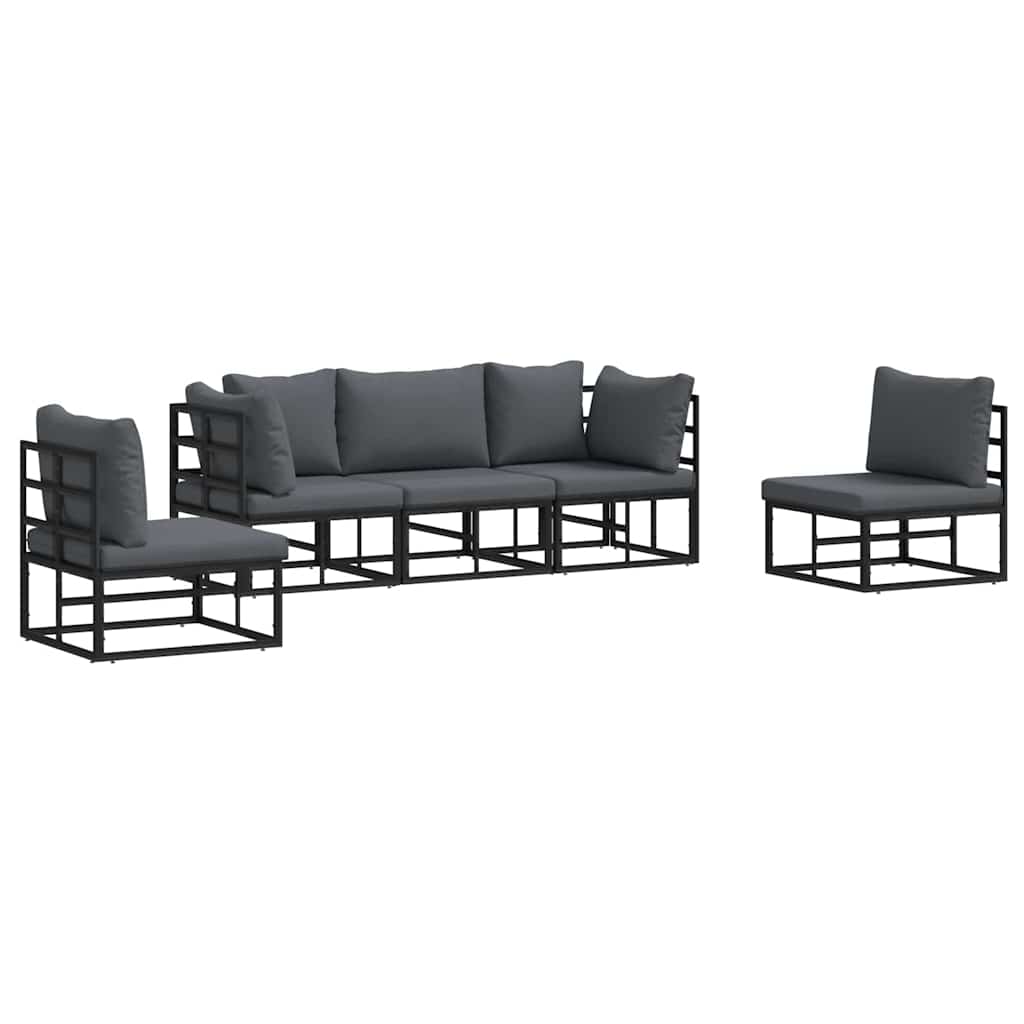Tuinbankenset met kussen 5 pcs Zwart Aluminium is nu te koop bij PeponiXL, paradijselijk wonen!