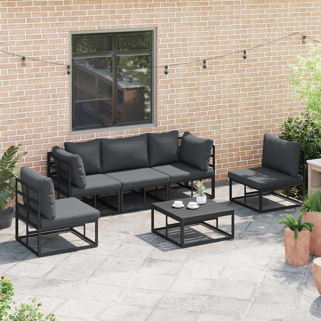 Tuinbankenset met kussen 6 pcs Zwart Aluminium is nu te koop bij PeponiXL, paradijselijk wonen!