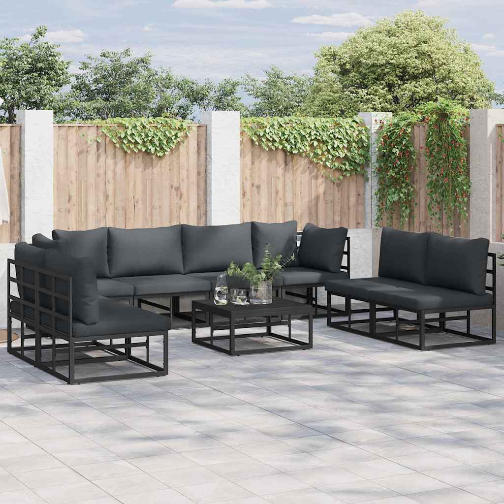 Tuinbankenset met kussen 8 pcs Zwart Aluminium is nu te koop bij PeponiXL, paradijselijk wonen!