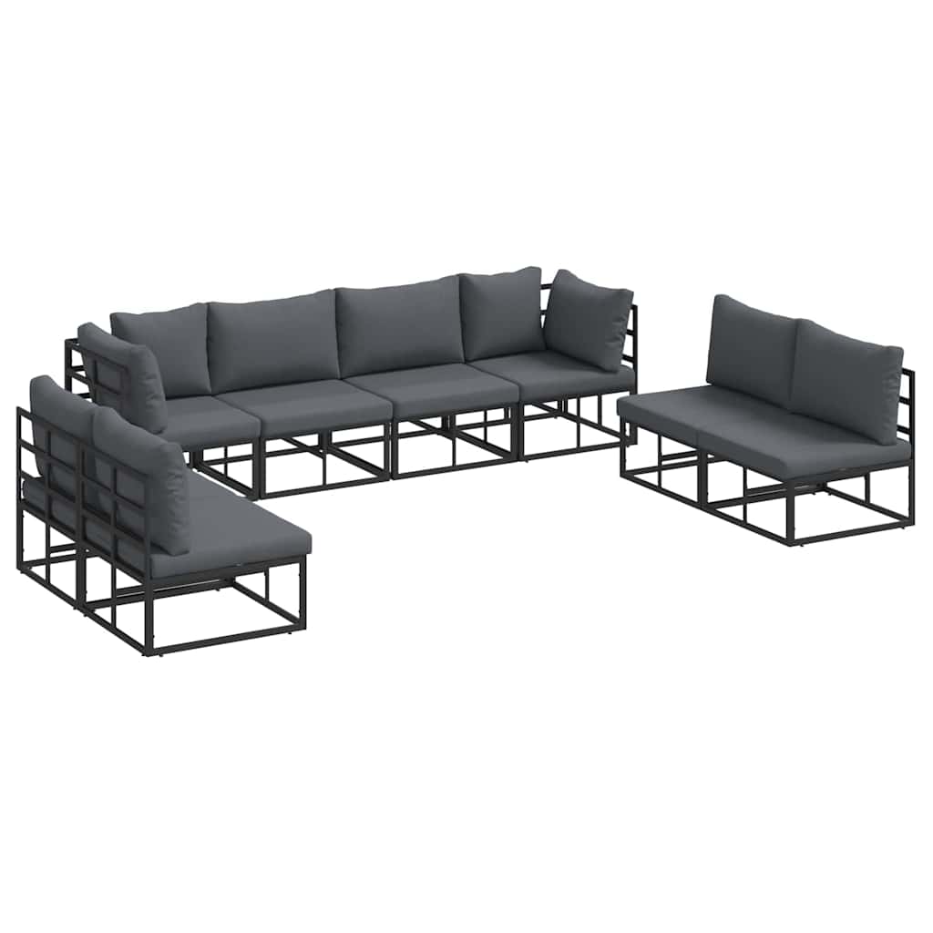 Tuinbankenset met kussen 8 pcs Zwart Aluminium is nu te koop bij PeponiXL, paradijselijk wonen!