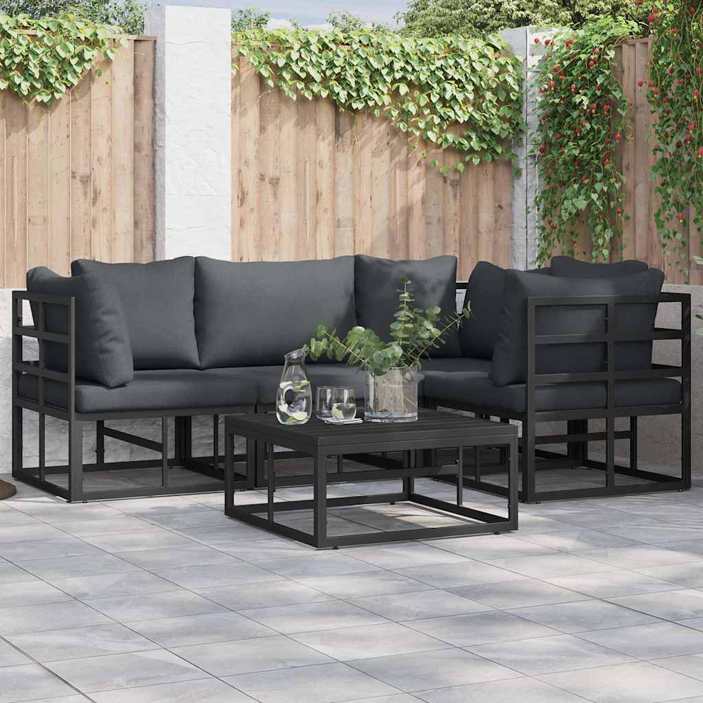Tuinbankenset met kussen 4 pcs Zwart Aluminium is nu te koop bij PeponiXL, paradijselijk wonen!