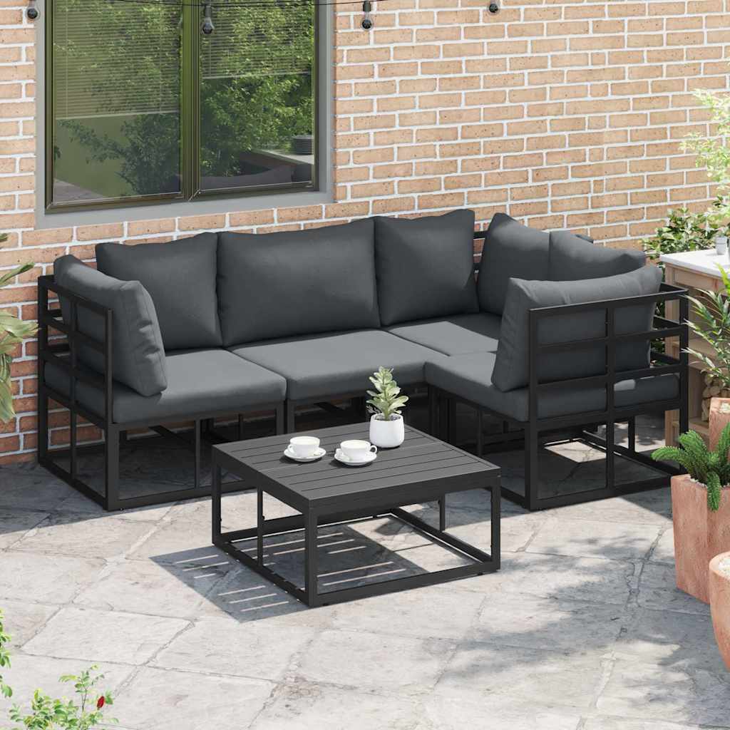 Tuinbankenset met kussen 4 pcs Zwart Aluminium is nu te koop bij PeponiXL, paradijselijk wonen!