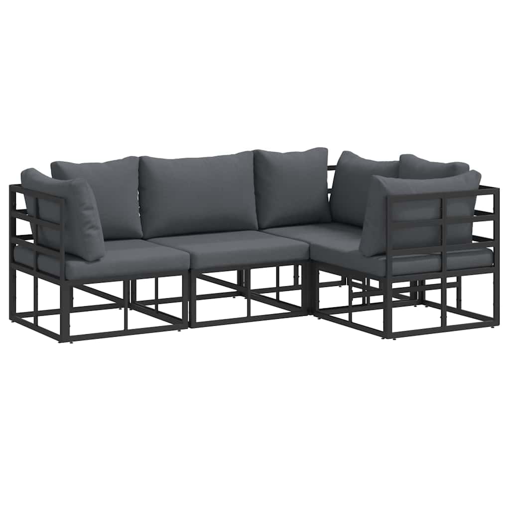 Tuinbankenset met kussen 4 pcs Zwart Aluminium is nu te koop bij PeponiXL, paradijselijk wonen!
