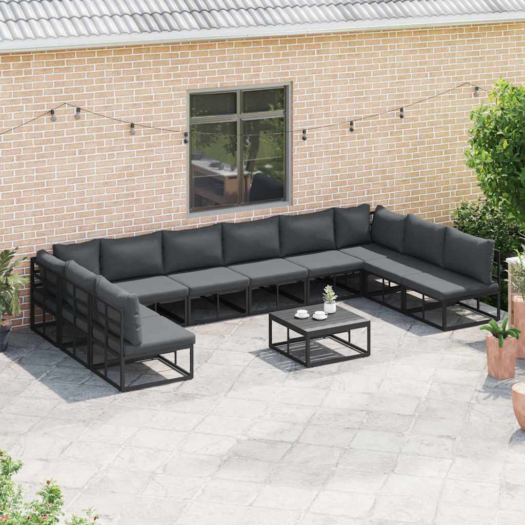 Tuinbankenset met kussen 10 pcs Zwart Aluminium is nu te koop bij PeponiXL, paradijselijk wonen!