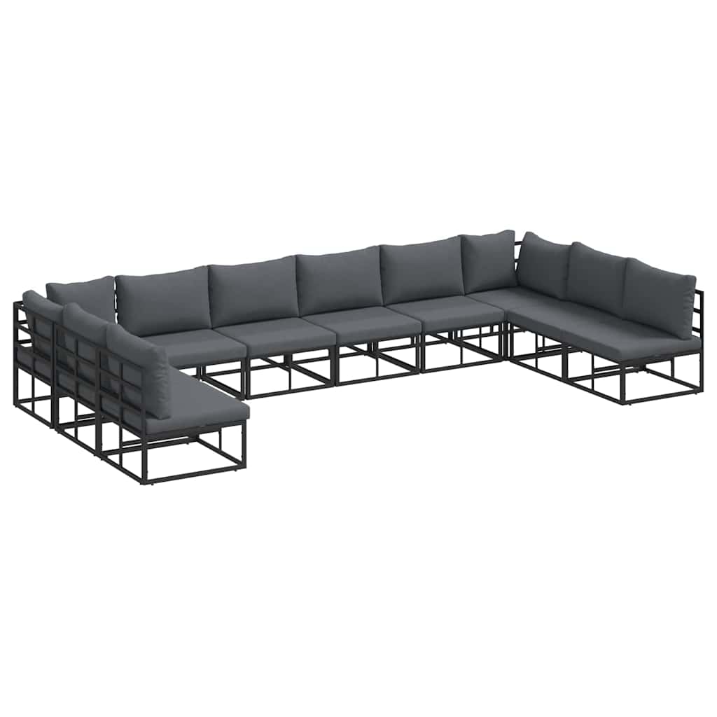 Tuinbankenset met kussen 10 pcs Zwart Aluminium is nu te koop bij PeponiXL, paradijselijk wonen!