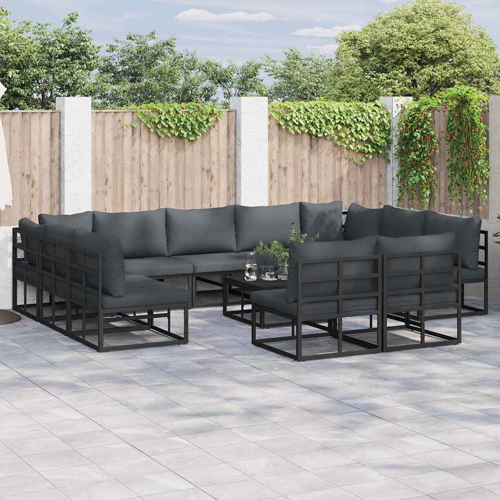Tuinbankenset met kussen 11 pcs Zwart Aluminium is nu te koop bij PeponiXL, paradijselijk wonen!