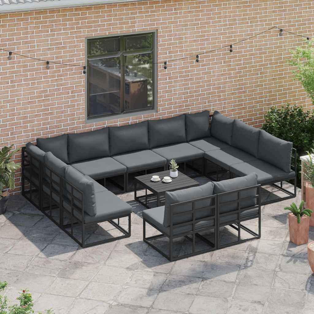 Tuinbankenset met kussen 11 pcs Zwart Aluminium is nu te koop bij PeponiXL, paradijselijk wonen!